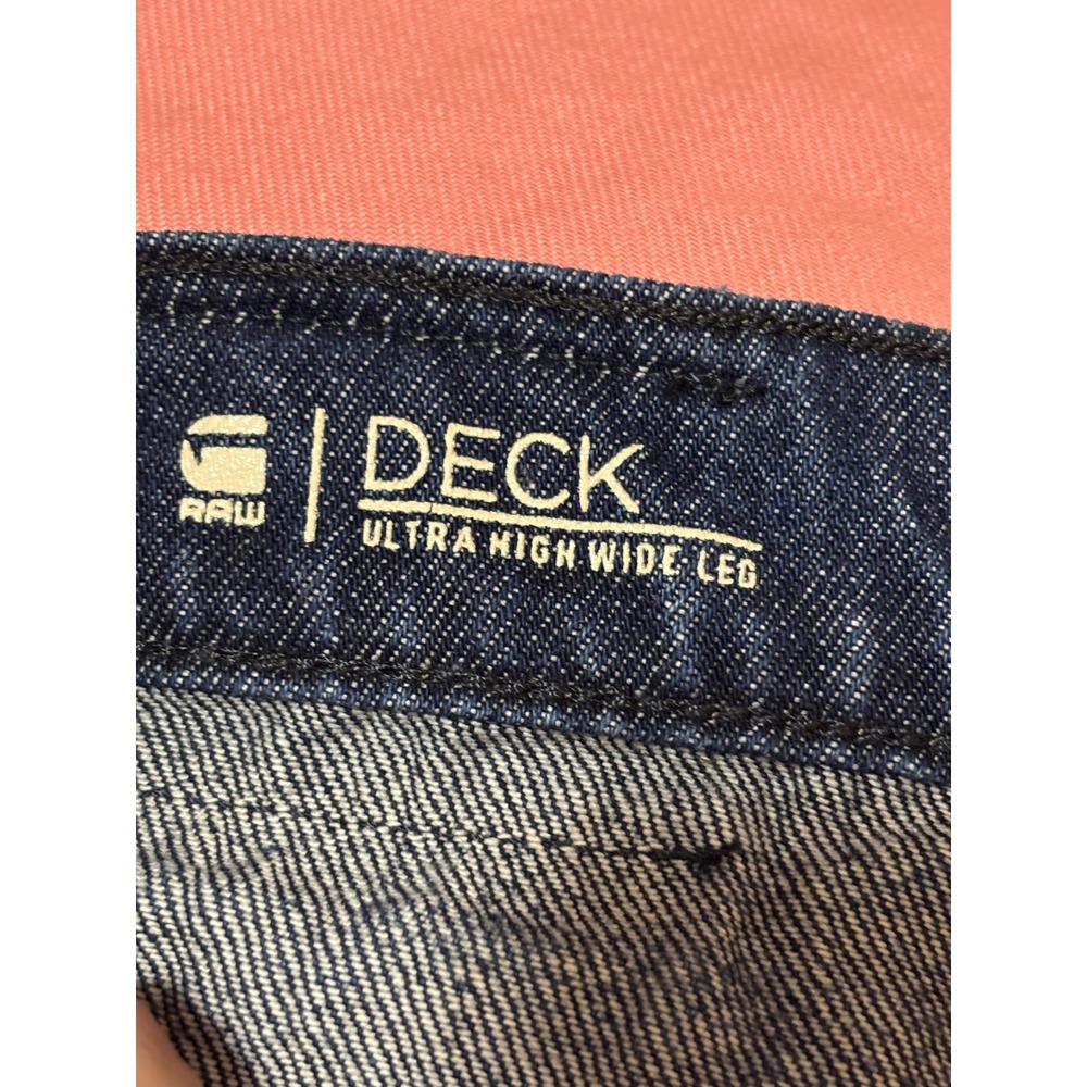 G-Star RAW Deck Ultra High Wide Leg Jeans Dark Indigo Frayed Hem 30/32 D20987 - Picture 5 of 11